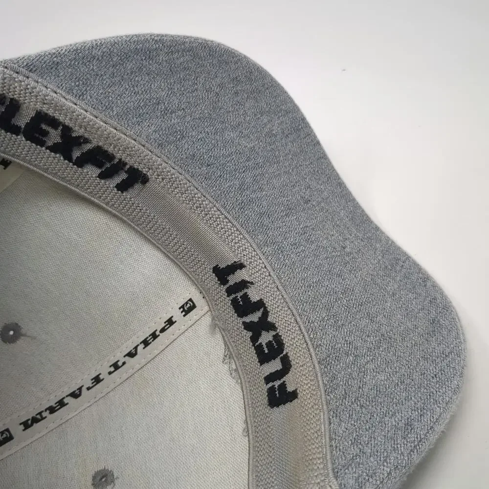 Phat Farm Baseball Cap Gray M Fitted Heather Script Logo Back Patch 6-Panel Hat